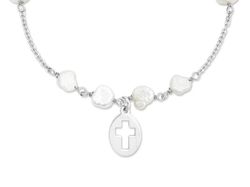 Náramek Křížek & sladkovodní perly stříbro 925 2521