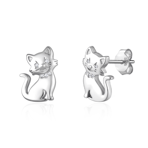 Stříbrné náušnice KOČKA 9695