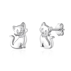Stříbrné náušnice KOČKA 9695