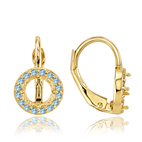 MINET Elegantní zlaté náušnice kroužky s tmavě modrými zirkony Au 585/1000