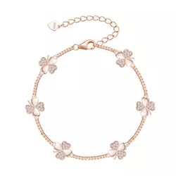 Stříbrný náramek ČTYŘLÍSTEK ROSE 9718