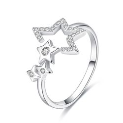 OLIVIE Nastavitelný stříbrný prsten HVĚZDY 339