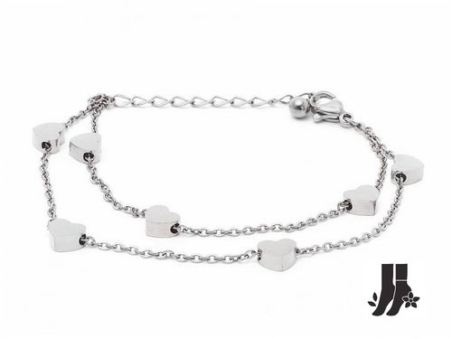 Náramek na nohu chirurgická ocel Tiny Hearts silver 1586