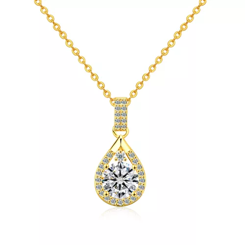 Stříbrný náhrdelník 1ct 6,5mm MOISSANITE GOLD 9736